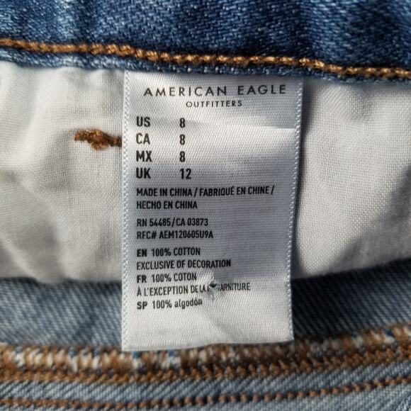 American Eagle Outfitters   Blue Denim Jeans Mom Shorts Cuffed Size 2 - Picture 4 of 4